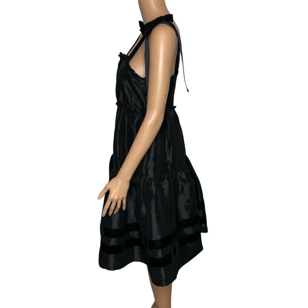 The Shirt Rochelle Behrens Veronica Taffeta Babydoll Dress size M Black - Picture 5 of 11
